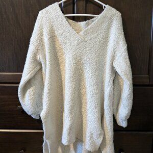 Anthropologie Cream Pilcro Vneck Boucle Tunic Sweater M